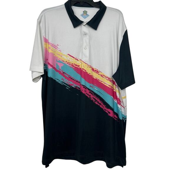Chubbies Black Tennis Champ Performance Polo Paintbrush Print 2XL Golf Active - Picture 1 of 11